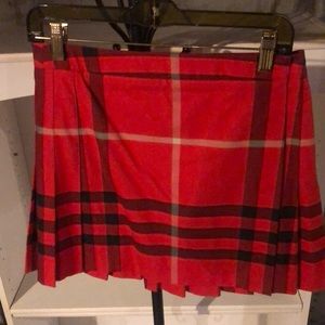 Red Burberry wrap skirt